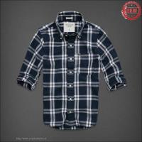 heren abercrombie fitch plaid lang overhemd koningsblauw wit Store Rotterdam j3im5894